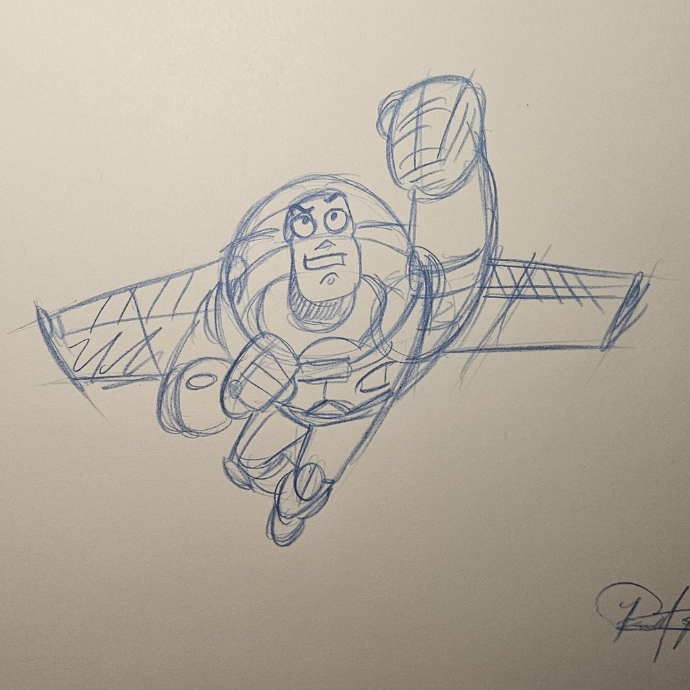 Disney Pixar Buzz Lightyear Toy Story concept drawing/sketch animation art